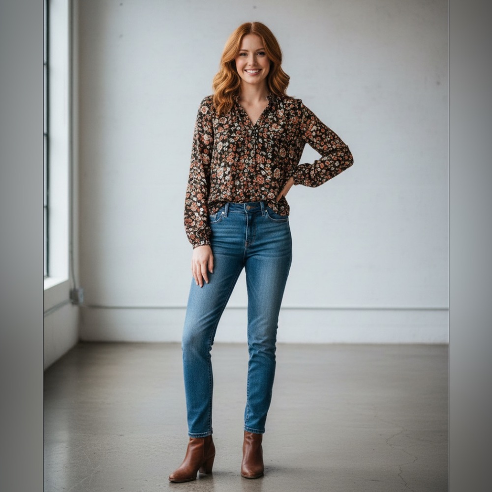 A.N.A Women’s Multicolor Floral Blouse (size L) - Picture 3 of 15